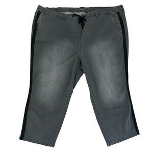 Torrid Size 5 5X Feel The Fit Pull On Side Stripe Drawstring Crop Jeans Gray NWT